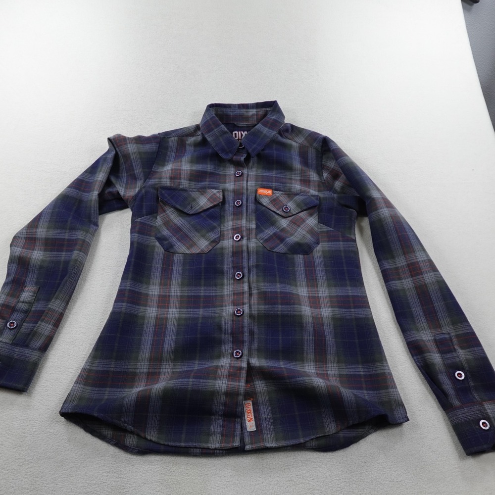 Dixxon Flannel Shirt Womens Small Gray Plaid Aero Precision Button Up Work Biker